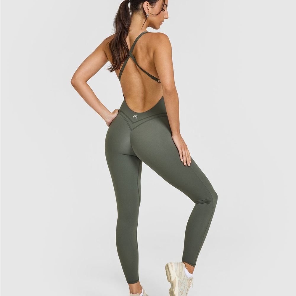 Oner Active Olive Green Backless Jumpsuit
